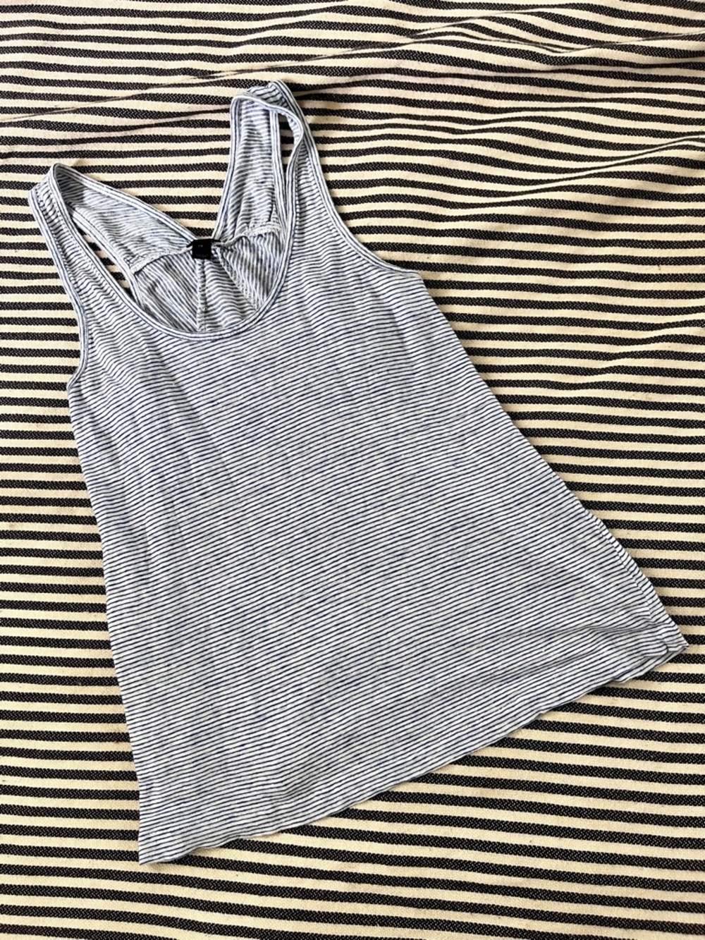 J.CREW Linen Striped Racerback Tank Top - Blue & White